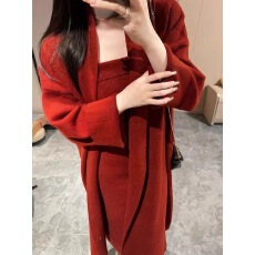 批发己出货 抹胸<b class='q'>针织</b>奢修身<b class='q'>长款</b>毛衣<b class='q'>开衫</b>套装两件套小众