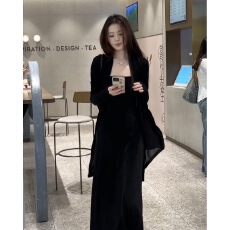 己出货 套装冰丝薄款外套吊带连衣裙搭配一整套