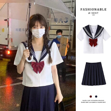 批发日系正统jk<b class='q'>制服</b>裙白三本基础款夏季中间服学院风班服短袖甜妹套装