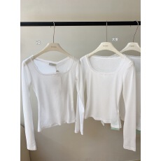 批发<b class='q'>日系</b>甜美辣妹方领蝴蝶结内搭T恤女修身长袖女秋冬上衣