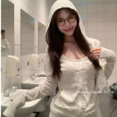 批发纹拉链连帽长袖上衣女秋季新款薄款修身<b class='q'>开衫</b>外套防晒衫