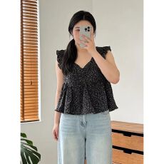 批发温柔减龄俏皮复古<b class='q'>小</b>碎花韩系系带法式上衣女