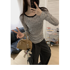 批发波点内搭上衣早春小个子纯欲短款<b class='q'>长袖</b>上衣