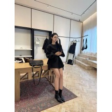 批发十三行2025新款法式极简风圆领灯笼袖风衣女系带收腰显瘦外套