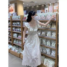 批发十三行<b class='q'>新款</b>连衣裙<b class='q'>女</b>小飞袖气质收腰甜美仙<b class='q'>女</b>温柔风初恋长裙<b class='q'>连衣</b>裙