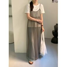 批发夏季日系百配款系带透视叠穿网纱吊带<b class='q'>连衣裙</b>子