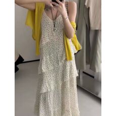 批发2026春夏黑色吊带<b class='q'>连衣裙</b>女荷叶边层叠长裙显瘦百搭裙子