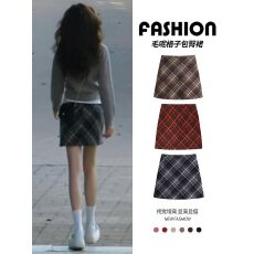 批发半身裙女秋冬2025新款高腰a字短裙显瘦小个子格子裙