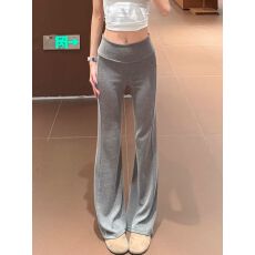批发慵懒垂感灰色微喇裤女春秋夏季低腰显瘦小个子瑜伽健身喇叭运动裤