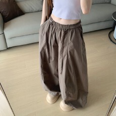 批发咖啡色弯刀裤女春<b class='q'>秋</b>2026新款宽松垂感显瘦休闲慵懒风阔腿裤子夏季