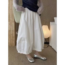 批发韩系白色灯笼花苞阔腿裤<b class='q'>女</b>夏季高腰宽松显瘦小个子九分休闲弯刀裤