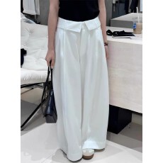 批发白色屁帘阔腿裤<b class='q'>女</b>2026夏薄款小个子韩系chic感裤子汉麻松弛<b class='q'>休闲裤</b>