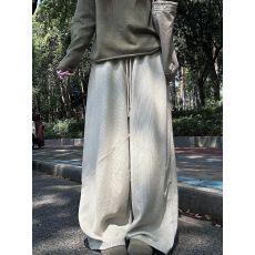 批发复古细条纹阔腿裤女秋冬2026新款小个子高腰垂感宽松休闲拖地<b class='q'>裤子</b>