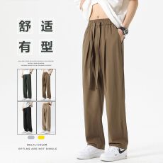 批发冰丝裤子<b class='q'>男士</b>夏季薄款美式垂感运动小西裤宽松直筒<b class='q'>休闲</b>阔腿<b class='q'>西装</b>裤