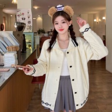 批发实拍现货~秋冬新款慵懒风开衫毛衣女装外套宽松短款针织衫上衣