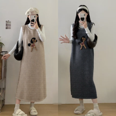 批发实拍现货~<b class='q'>新款</b>胖MM大码法式穿搭休闲针织背心裙子<b class='q'>打底衫</b>秋冬套装