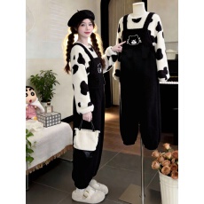 批发实拍新款~春秋新款季软萌可爱小熊<b class='q'>背带裤</b>套装女<b class='q'>大码</b>胖MM百搭时尚