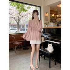 批发实拍新款~高级感大码气质<b class='q'>长袖</b><b class='q'>衬衫</b>春夏季减龄时髦<b class='q'>衬衣</b>小衫女胖MM