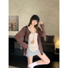 批发时尚套装<b class='q'>宽松</b>纯色长袖开衫女秋季内搭气质吊带背心两件套