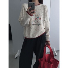 批发新品彩色狗甜美<b class='q'>可爱</b>俏皮可内搭保暖宽松百搭毛衣针织衫春秋冬上衣