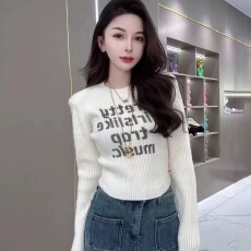 批发字母印花针织衫新款时尚修身毛衣秋冬上衣<b class='q'>欧美</b>风毛衣