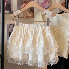 白色蕾丝蛋糕裙短裙女夏2026新款氛围感显瘦包臀蓬蓬裙a字半身裙