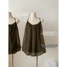 批发森系复古吊带<b class='q'>连衣裙</b>女2026夏季新款慵懒风纱裙度假洋气蓬蓬短裙女