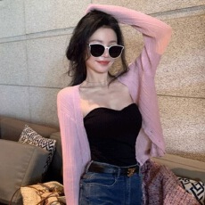 批发韩版<b class='q'>百搭</b>时尚通勤针织开衫<b class='q'>外套</b>女装防晒衫设计2026年夏季短款上衣