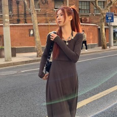 批发春季法式连衣<b class='q'>裙</b>女新款休闲优雅长袖显瘦气质高端精致长<b class='q'>裙</b><b class='q'>潮</b>