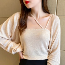 批发小香风高级感针织两件套女春秋新款法式复古名媛气质吊带开衫<b class='q'>套装</b>