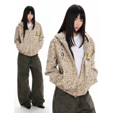 批发春秋<b class='q'>街头</b>风轻亚连帽拉链开衫外套女美式复古字母宽松遮肉薄款卫衣