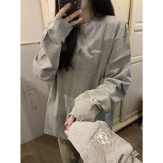 批发小火苗刺绣长袖<b class='q'>T</b><b class='q'>恤</b>男女春秋宽松基础圆领打底衫美式潮牌新款上衣