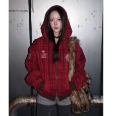 批发美式格纹字母刺绣连帽开衫卫衣男女秋冬宽松休闲百搭<b class='q'>街头</b>外套情侣