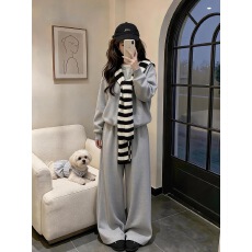批发韩系<b class='q'>运动</b>套装女早秋穿搭一整套学生慵懒风披肩卫衣阔腿裤两件套装