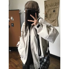 批发外套女春秋款新款百搭宽松设计感小众<b class='q'>男</b>女款潮牌工装<b class='q'>夹克</b>上衣