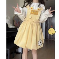 批发套装<b class='q'>日系</b>软妹花苞背带裙女学生韩版夏季新款学院风蓬蓬短裙