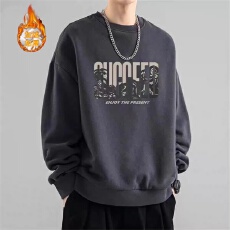 批发<b class='q'>港风</b>潮流美式复古圆领卫衣男装秋冬宽松百搭加绒痞帅上衣男装