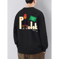 批发2025秋季新款<b class='q'>港风</b>复古休闲卡通印花设计感潮流百搭青少年圆领卫衣