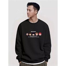 美式潮牌圆领卫衣男秋冬2025新款青少年男士加绒运动长袖上衣外套