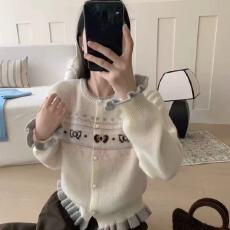 批发韩系秋冬氛围感穿搭慵懒风2025年高级感长袖圆领超好看针织<b class='q'>开衫</b>女