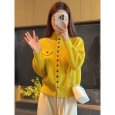 批发立领单口袋时尚针织开衫秋冬新款长袖柔糯减龄百搭毛衣