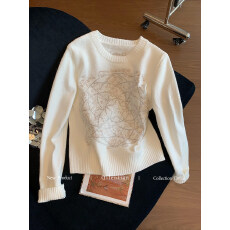 批发小香风五角星刺绣烫钻毛衣女2025秋冬新款高级气质百搭套头针织衫