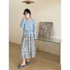 批发甜美减龄圆领花朵图案<b class='q'>中袖</b>T恤2026早春新款韩系多巴胺小<b class='q'>上衣</b>女装