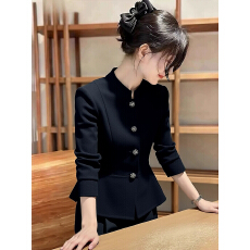 批发小香风高级感黑色西装外套<b class='q'>女</b>2026春秋季新款韩系通勤百搭西服上衣