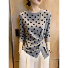批发轻熟风波点<b class='q'>女长袖</b>绑带收腰设计感减龄通勤上衣小众2026年秋季新款