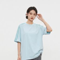 批发19支230足克100棉精梳紧密食毛纯棉 印花拉条T恤 量大可谈