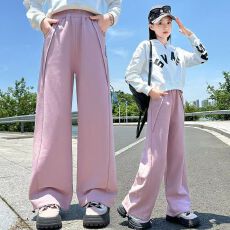 批发女童2025春秋新款洋气时髦阔腿裤中大童时尚显瘦休闲运动裤