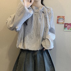 批发酷丝棉数码原版做法有内里 <b class='q'>条纹</b>长袖秋季巨好看小衫显瘦上衣