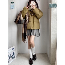 批发可拆卸羊羔毛<b class='q'>短款</b>新款羽绒棉服女可爱学院风牛角扣宽松时尚外套