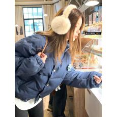 批发HEYGIRL黑哥 妮式穿搭 短款立领保暖面包服女冬季牛仔蓝羽绒外套